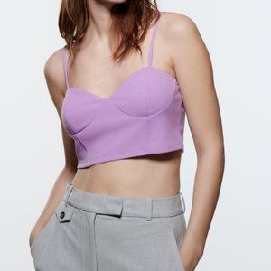 ZARA STRAP CROP TOP LILAC Size M
